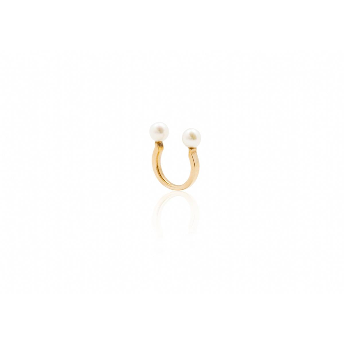 Anello Aperto con Due Perle
