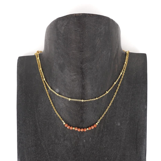 COLLANA DOPPIA CON PERLINE RAME