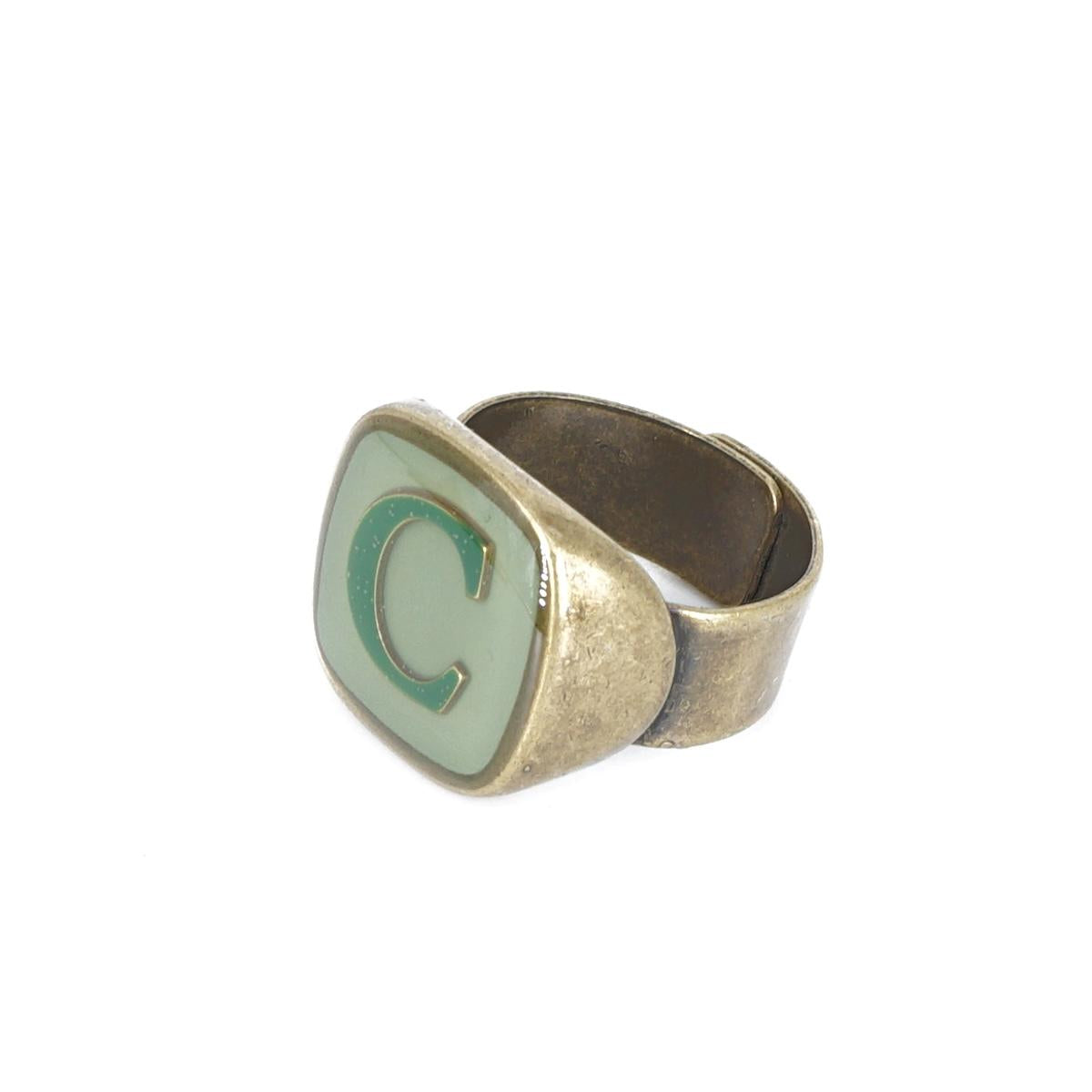 ANELLO LETTERA C VERDE MENTA ANELLO LETTERA C VERDE MENTA E VERDE BOSCO UNIQUE UNCONVENTIONAL DETAILS 