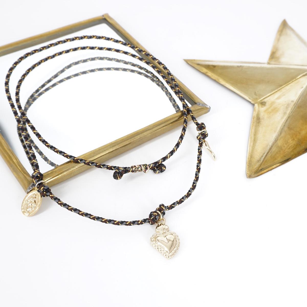 Collana cordino tre charm con EXVOTO ORO COLLANA CORDINO TRE CHARM EX VOTO ORO SVEVA 