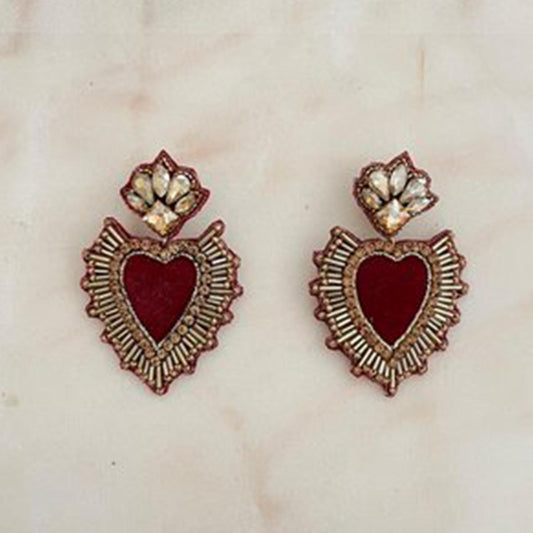 Red Ray Heart Earrings