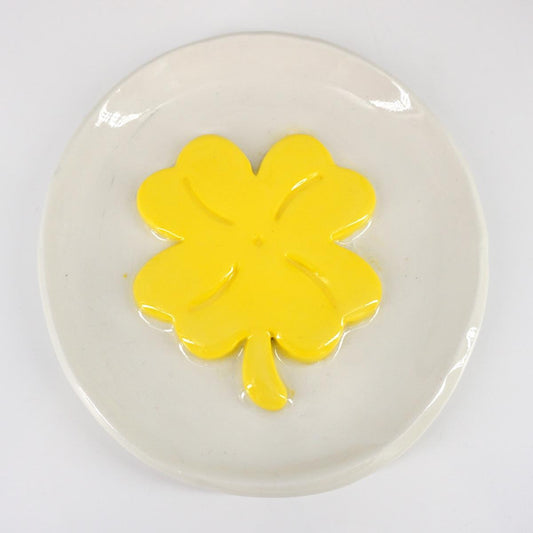 Piattino in ceramica QUADRIFOGLIO GIALLO