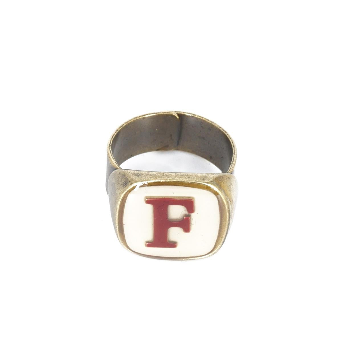 ANELLO LETTERA F AVORIO ANELLO LETTERA F AVORIO E BORDEAUX UNIQUE UNCONVENTIONAL DETAILS 