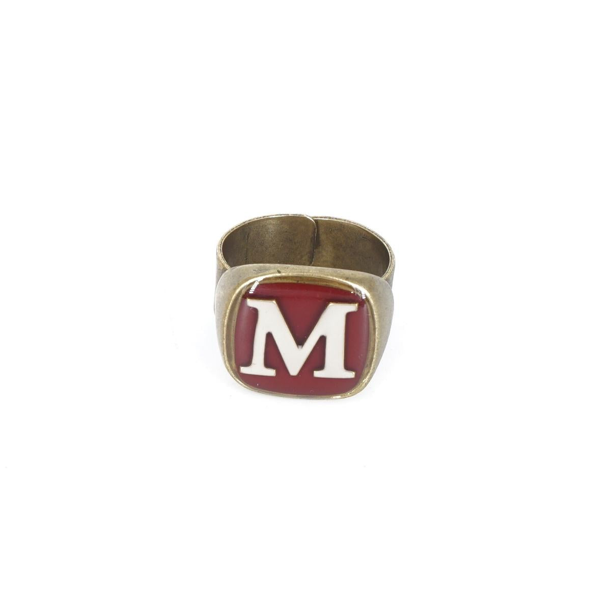 ANELLO LETTERA M BORDEAUX ANELLO LETTERA M BORDEAUX E AVORIO UNIQUE UNCONVENTIONAL DETAILS 