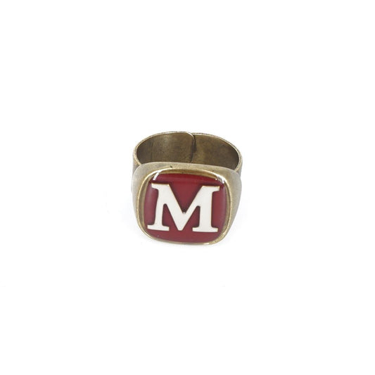 ANELLO LETTERA M BORDEAUX ANELLO LETTERA M BORDEAUX E AVORIO UNIQUE UNCONVENTIONAL DETAILS 