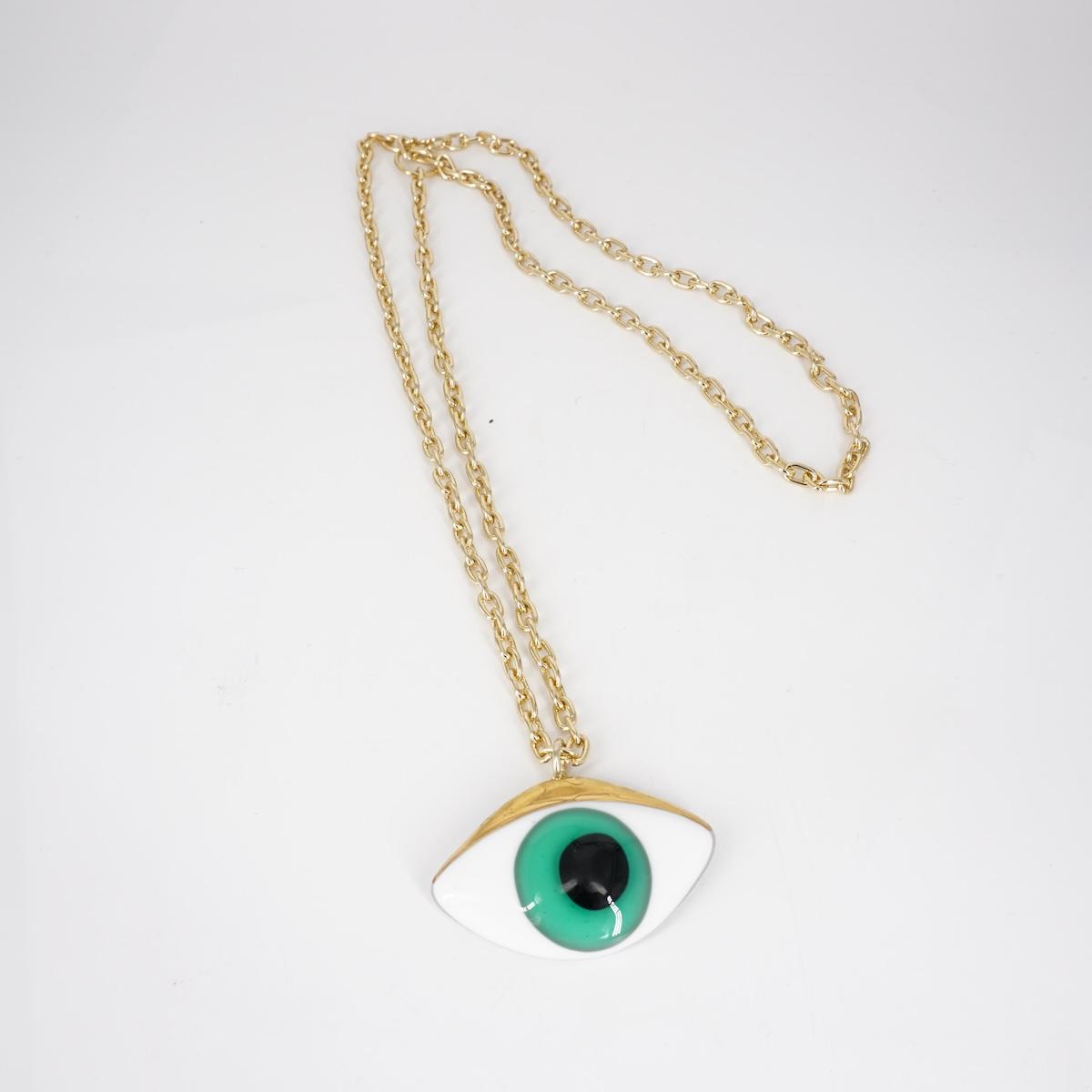 Collana occhio large VERDE ACQUA<BR/> COLLANA OCCHIO LARGEVERDE ACQUA VETRO FUSO 