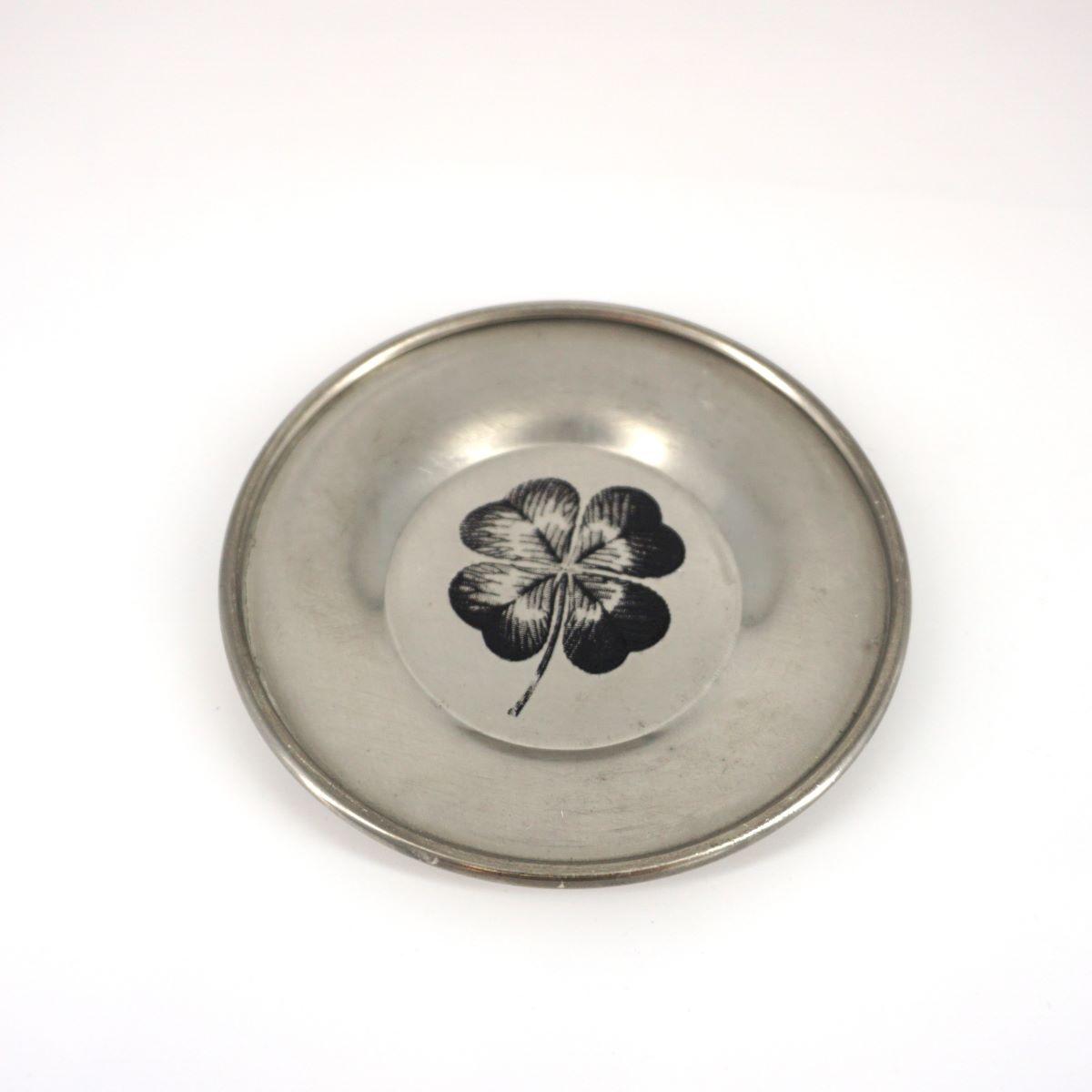 Piattino vintage QUADRIFOGLIO TONDO LISCIO SATINATO