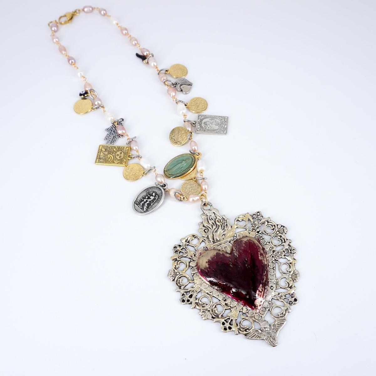 ROSARIO MULTICHARMS EX VOTO BIG BORDEAUX