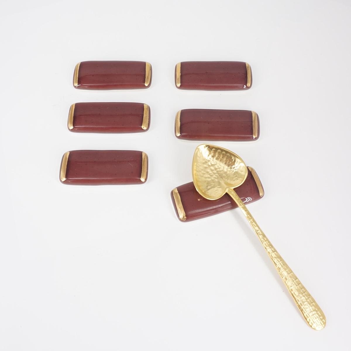 Set di 6 poggiaposate PRUGNA e ORO