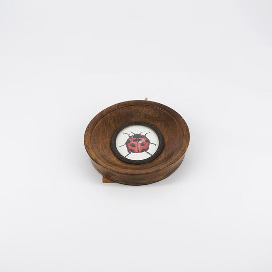 Quadretto COCCINELLA cornice marrone