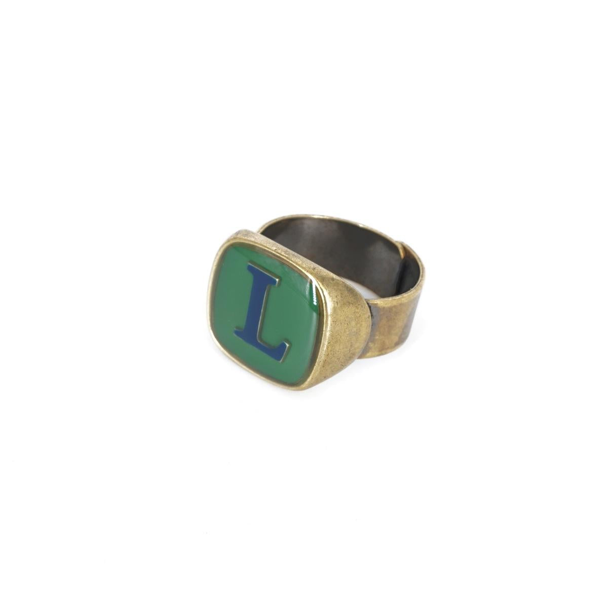 ANELLO LETTERA L VERDE ANELLO LETTERA L VERDE E BLU UNIQUE UNCONVENTIONAL DETAILS 