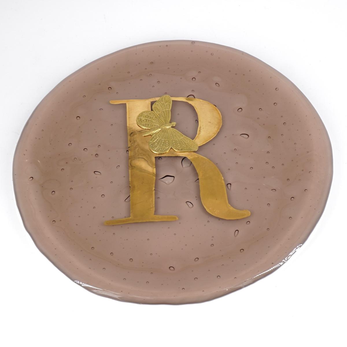 PIATTO LETTERA+CHARMR ROSA