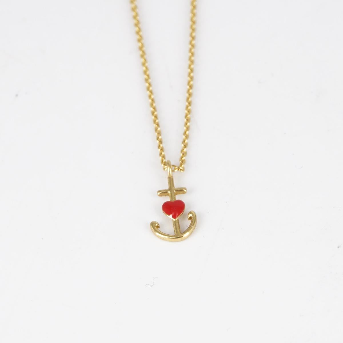 Collana catenina oro ANCORA ROSSA COLLANA CATENINA DORATA ANCORA CUORE ROSSO ARTEON 