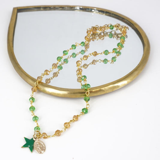 CAVIGLIERA ROSARIO CON STELLINA VERDE E MADONNINA