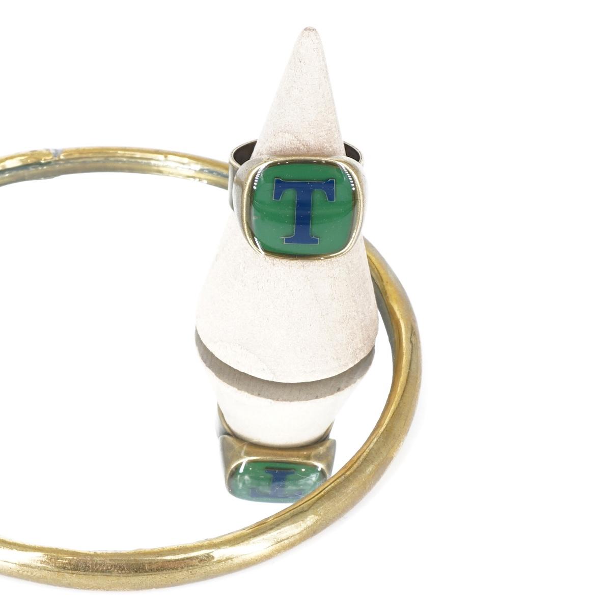 ANELLO LETTERA T VERDE BOSCO ANELLO LETTERA T VERDE BOSCO E BLU UNIQUE UNCONVENTIONAL DETAILS 