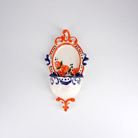 ZENJI CERAMICS ACQUASANTIERA SMALL BAROCCABLU E ARANCIO
