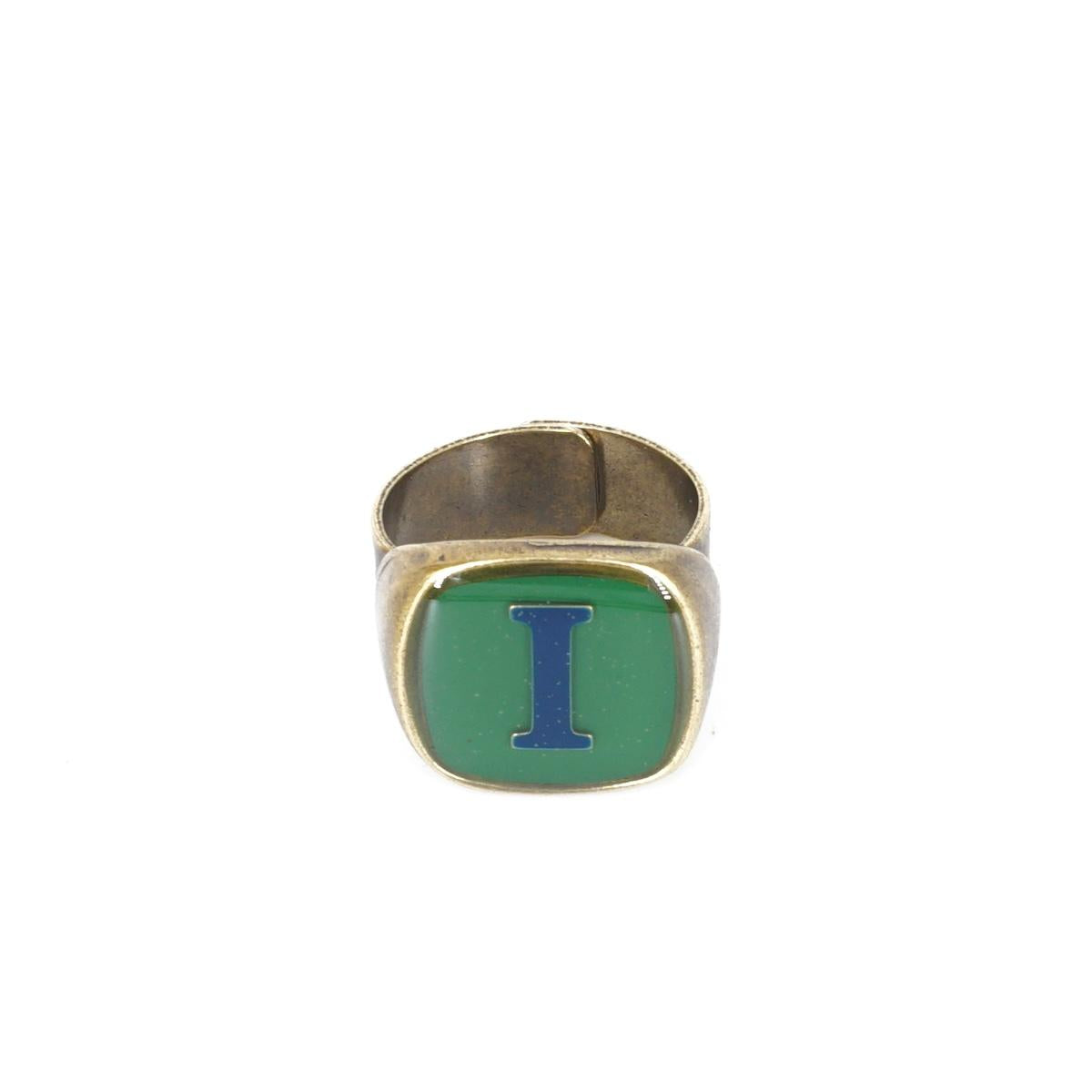 ANELLO LETTERA I VERDE BOSCO ANELLO LETTERA I VERDE BOSCO E BLU UNIQUE UNCONVENTIONAL DETAILS 