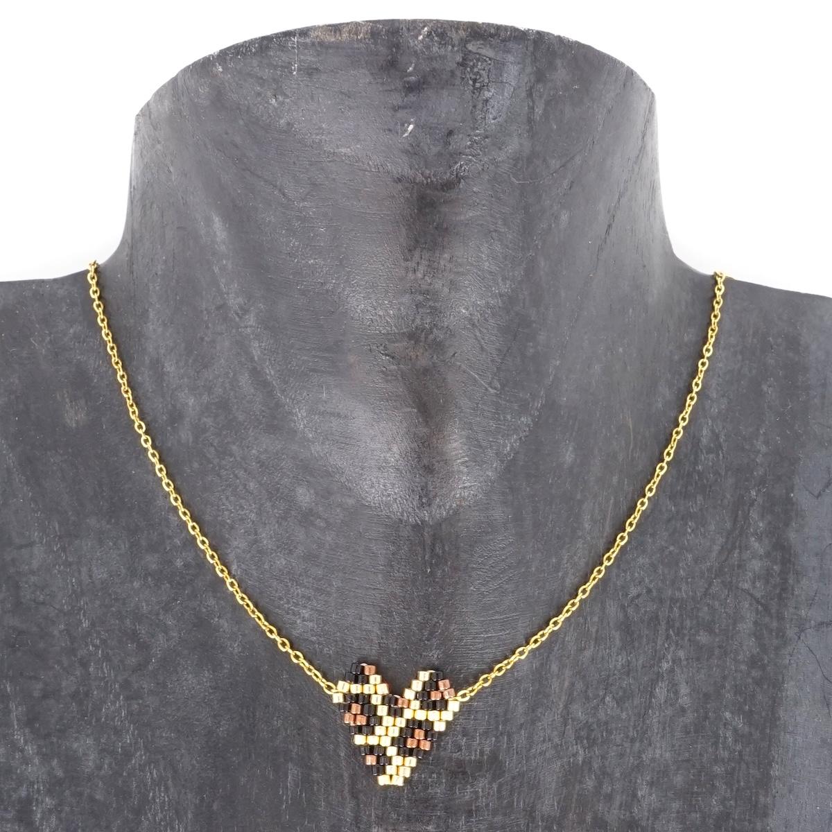 Collana telaio CUORE LEOPARDATO ORO<BR/> COLLANA TELAIO CUORE LEOPARDATO ORO SOPHIE GIOIELLI 