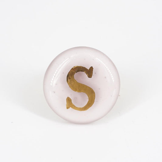 Anello lettera S rosa antico