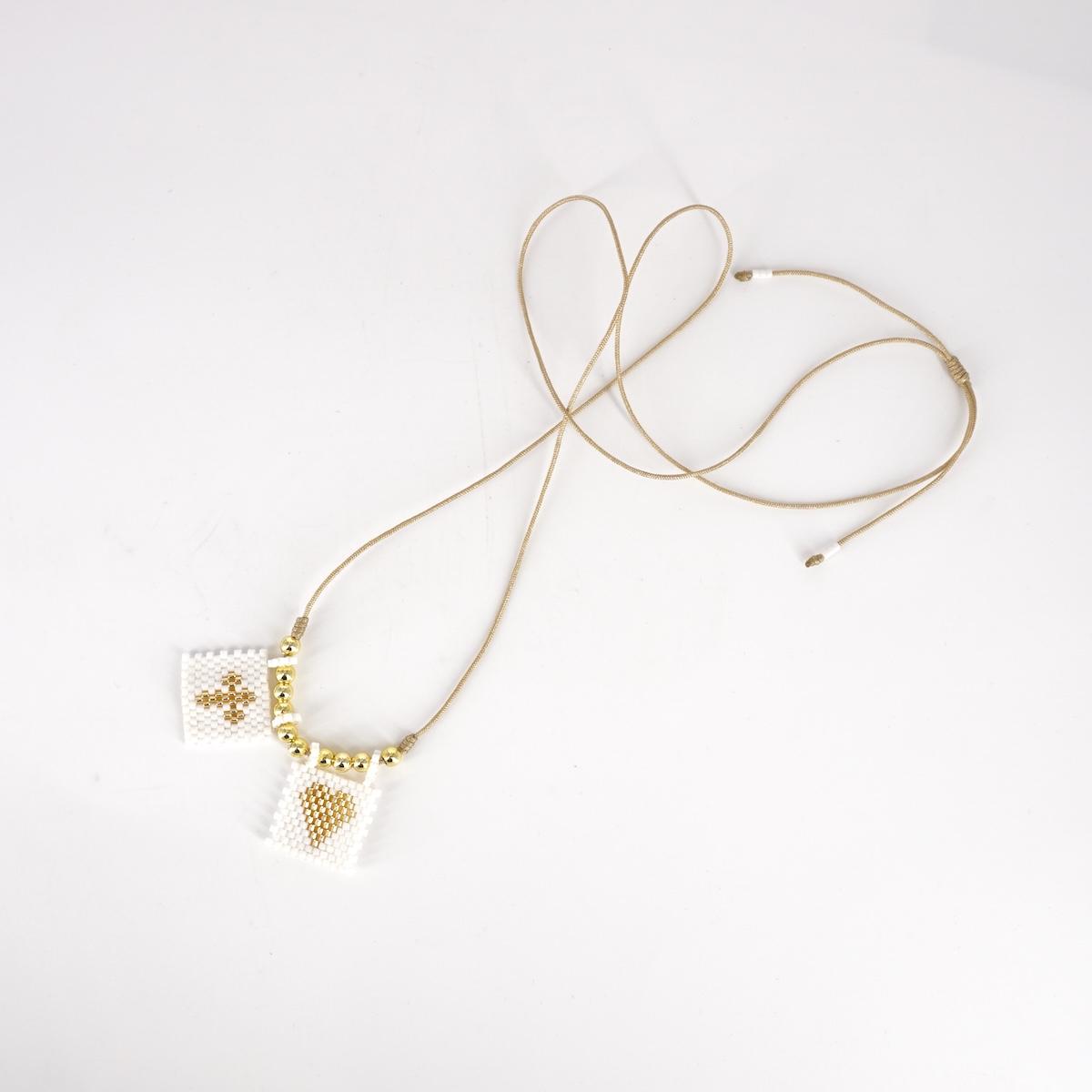 Collana TELAIO DOPPIO cordino BIANCO E ORO