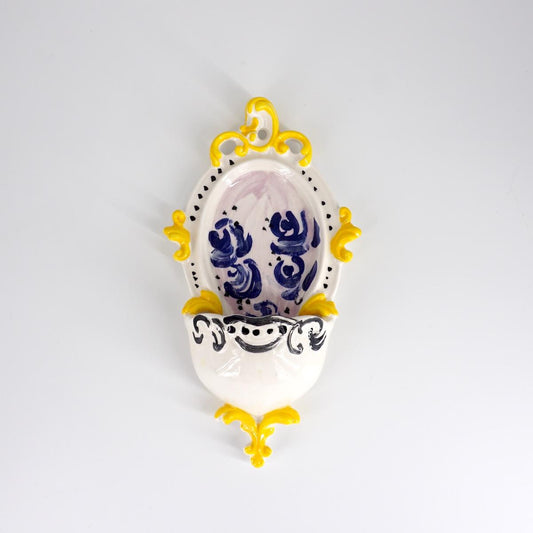 ZENJI CERAMICS ACQUASANTIERA SMALL BAROCCABLU, GIALLO E NERO
