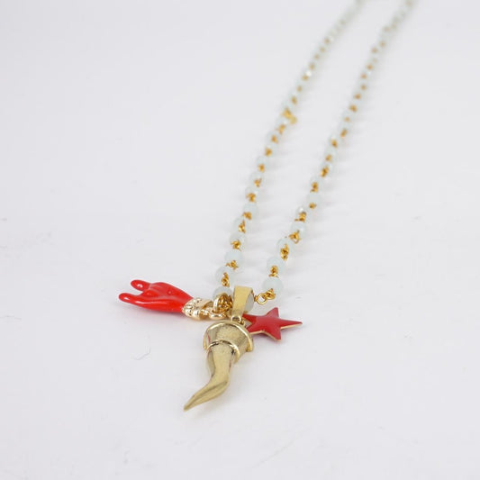 Rosario corto tre charms CORNO OTTONE