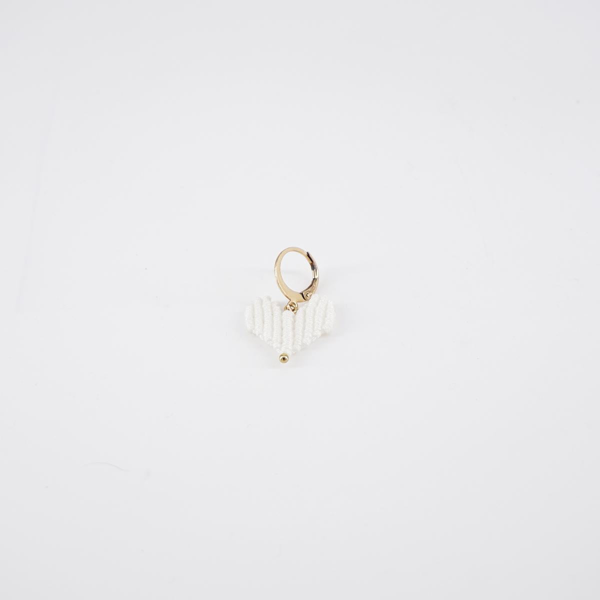 White HEART earring