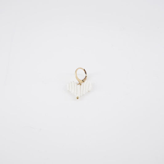 White HEART earring