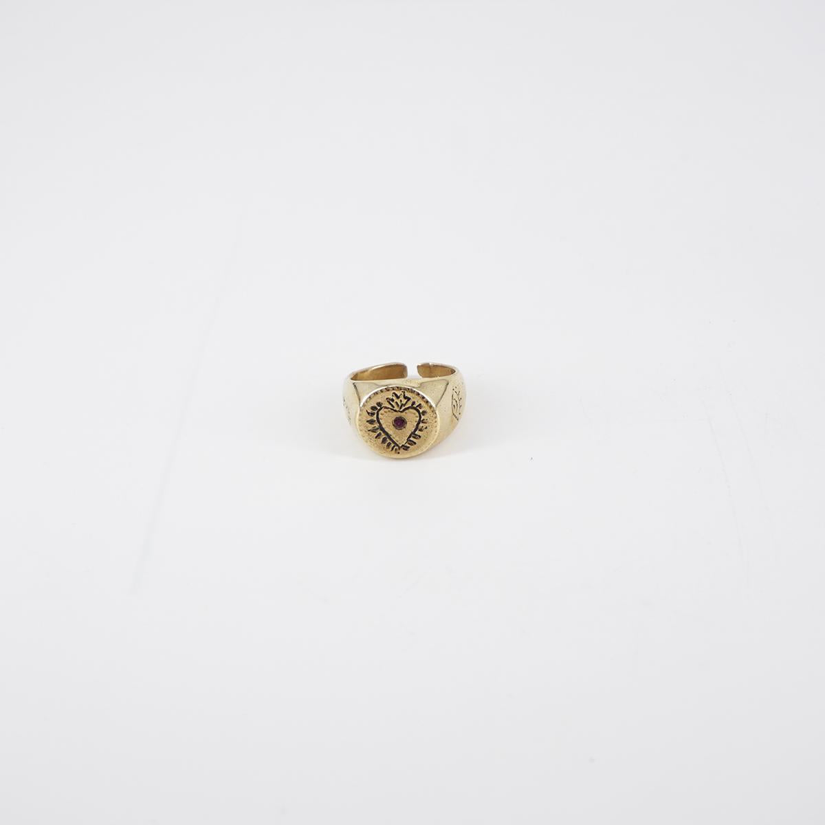 Anello chevalier tondo EXVOTO zircone rosso