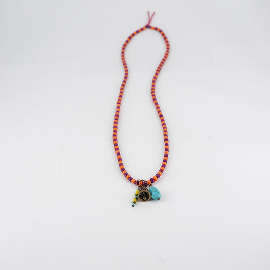 Fuchsia/pink multicharms necklace