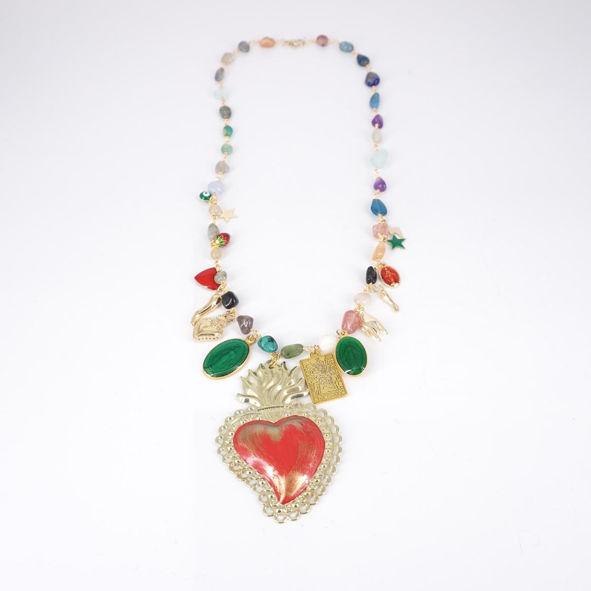 Rosario multicharms Ex voto Big Rosso dorato
