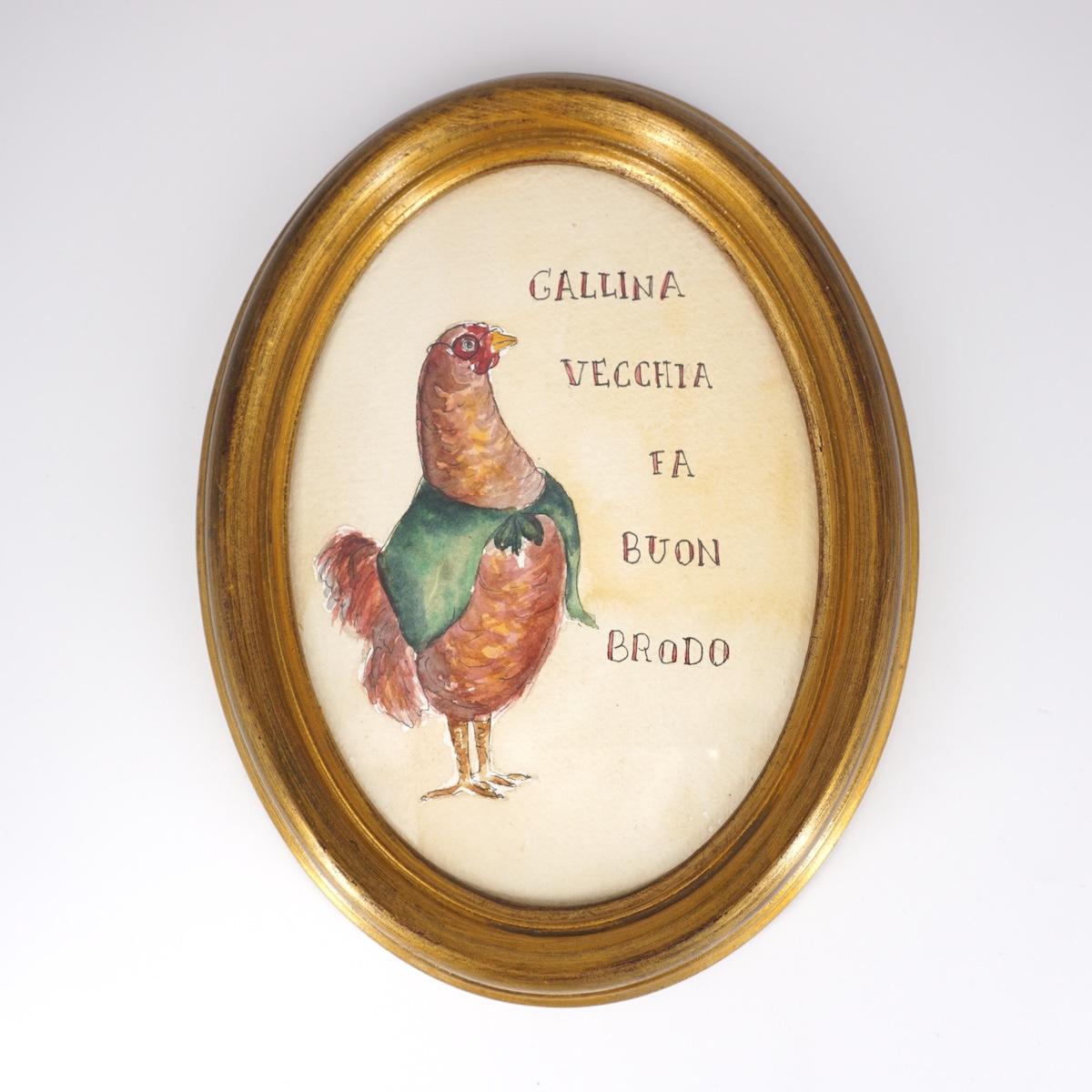 CATERINA BERTA GALLINA VECCHIA OVALE SFONDO GIALLO