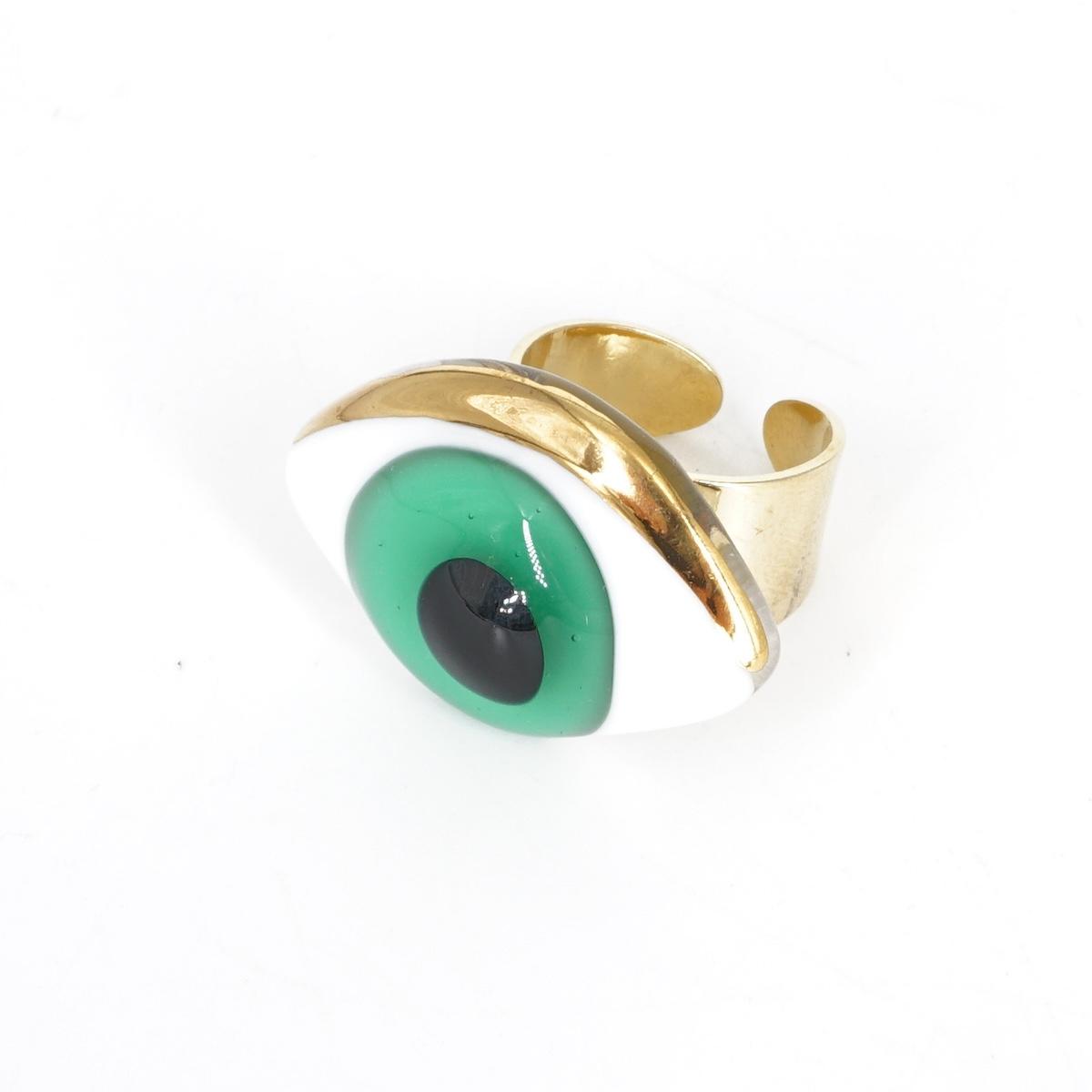 Anello occhio VERDE ACQUA small ANELLO OCCHIO SMALL VERDE ACQUA VETRO FUSO 