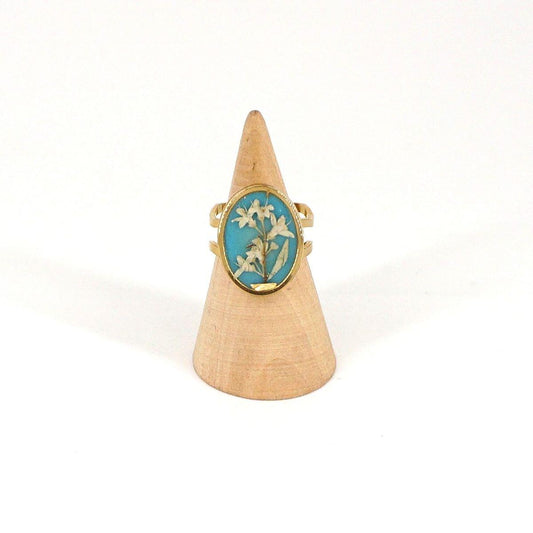 Anello ovale big Celeste