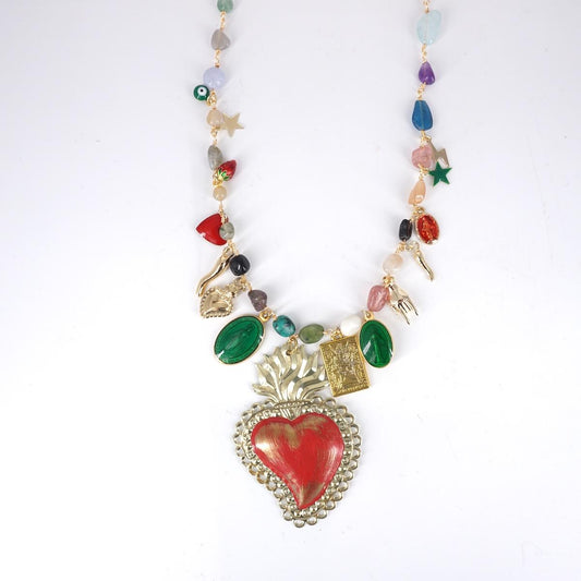 Rosario multicharms Ex voto Big Rosso dorato
