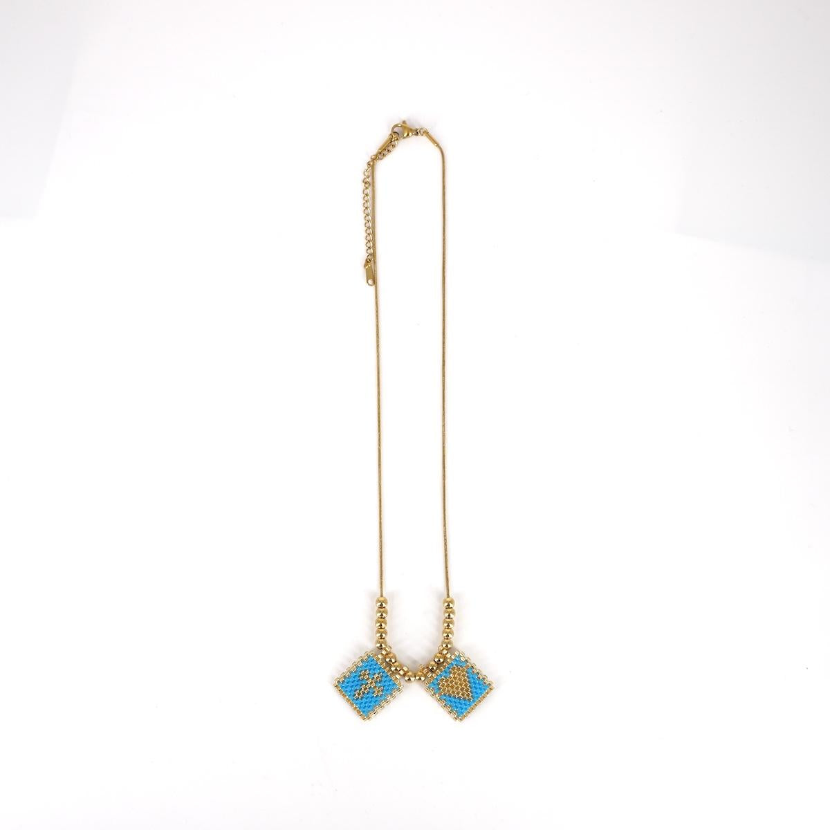 Collana TELAIO DOPPIO catenina AZZURRO E ORO