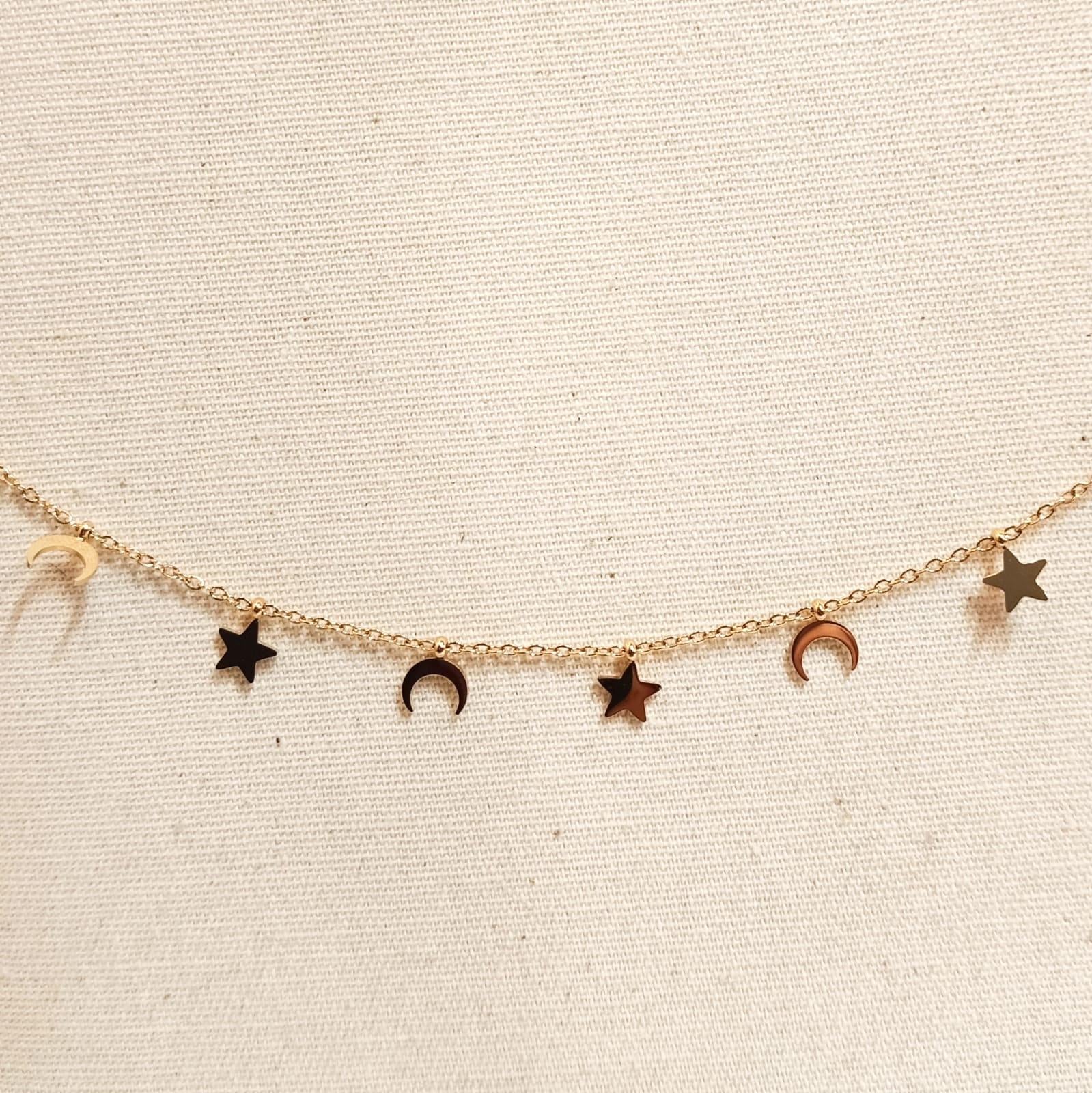 SOPHIE GIOIELLI COLLANA DORATA LUNA E STELLE