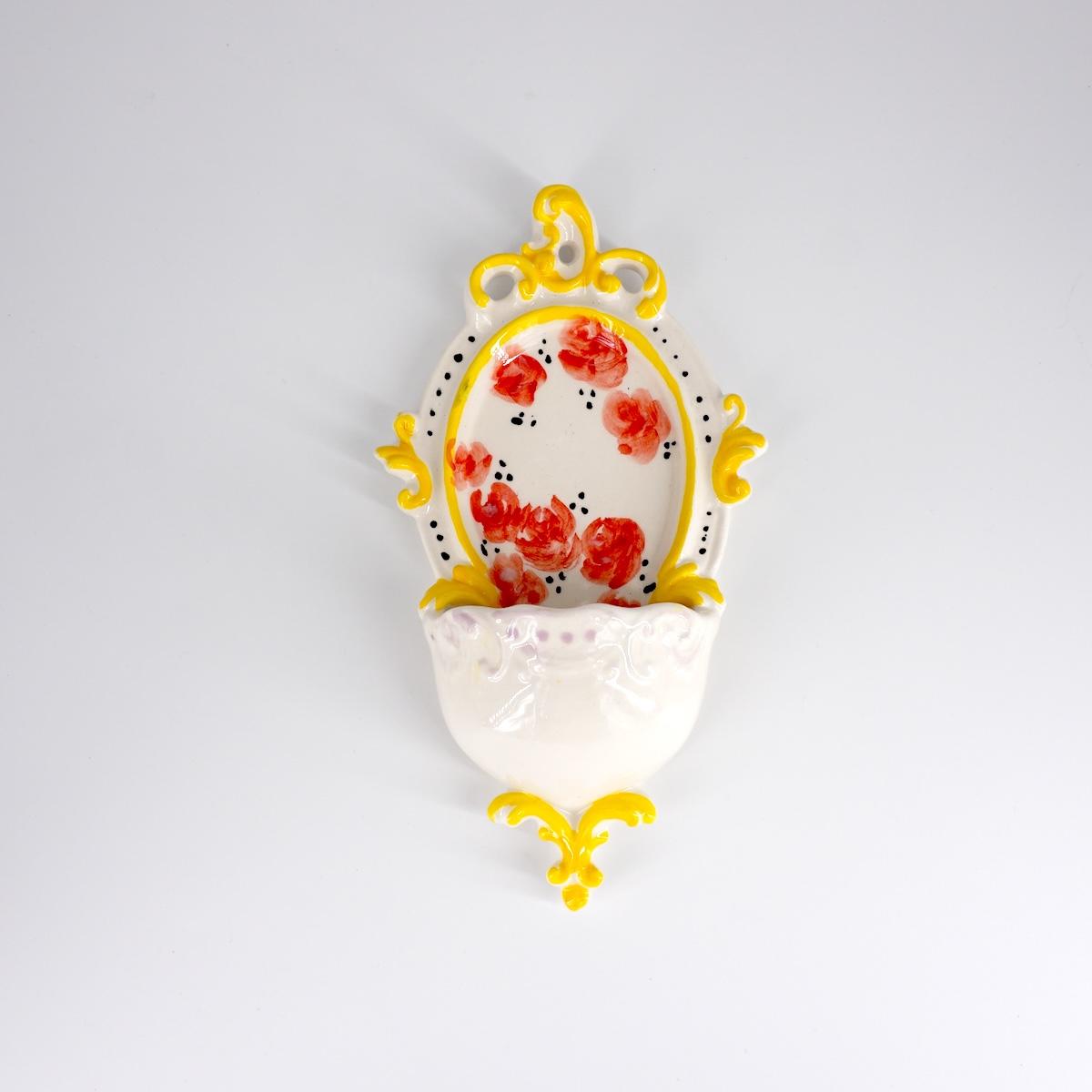 ZENJI CERAMICS ACQUASANTIERA SMALL BAROCCAGIALLO E ROSA