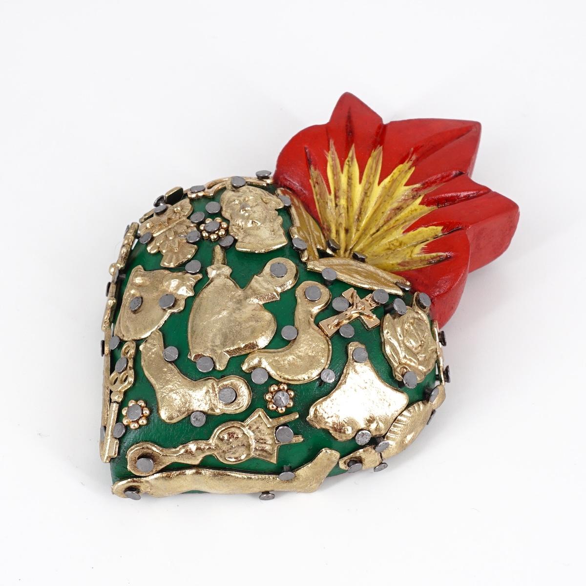 Cuore in legno small VERDE CUORE LEGNO SMALL VERDE ARTE FASHION MEXICO 