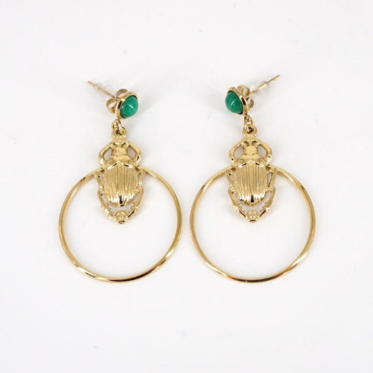 Orecchini SCARABEO e pietra verde