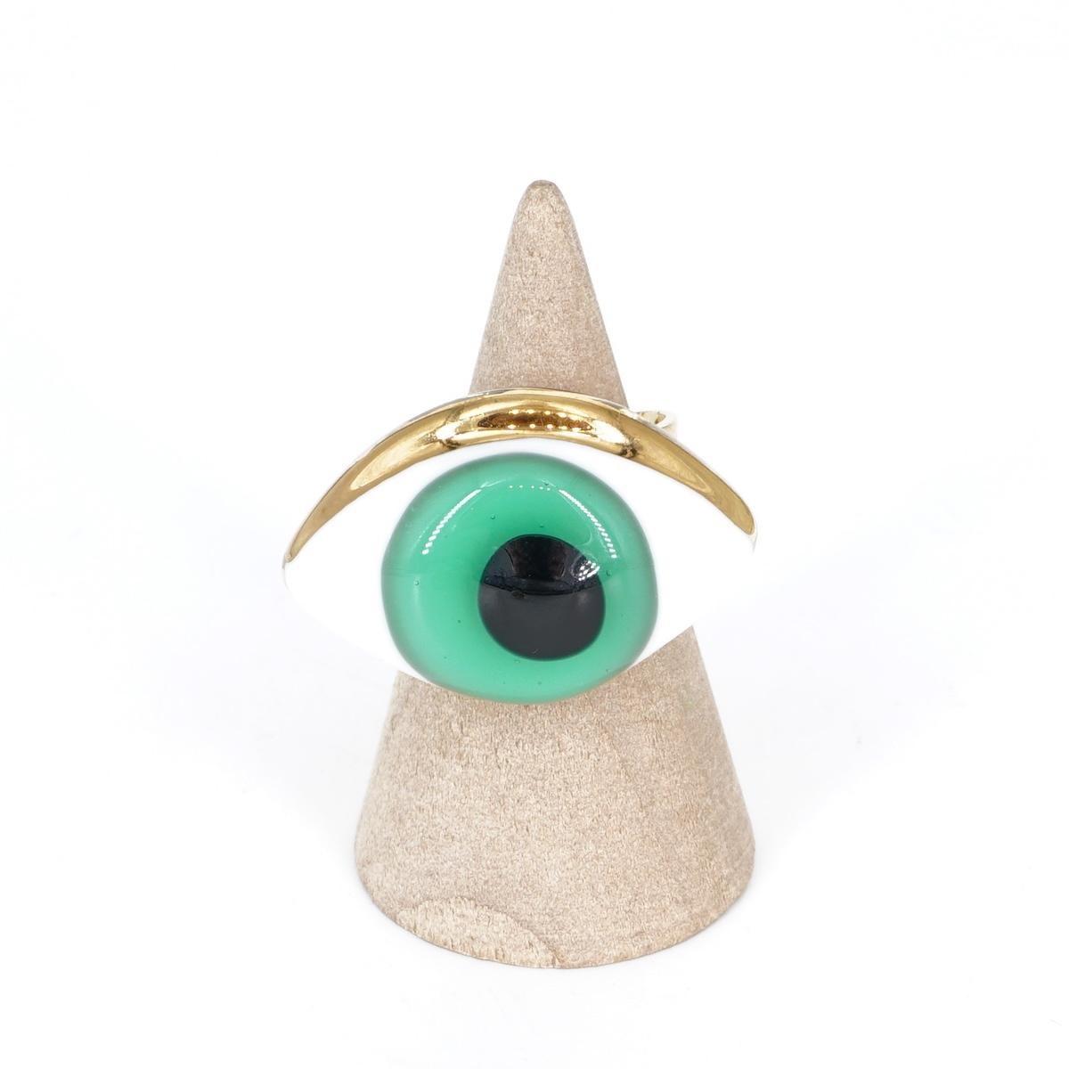 Anello occhio VERDE ACQUA small ANELLO OCCHIO SMALL VERDE ACQUA VETRO FUSO 