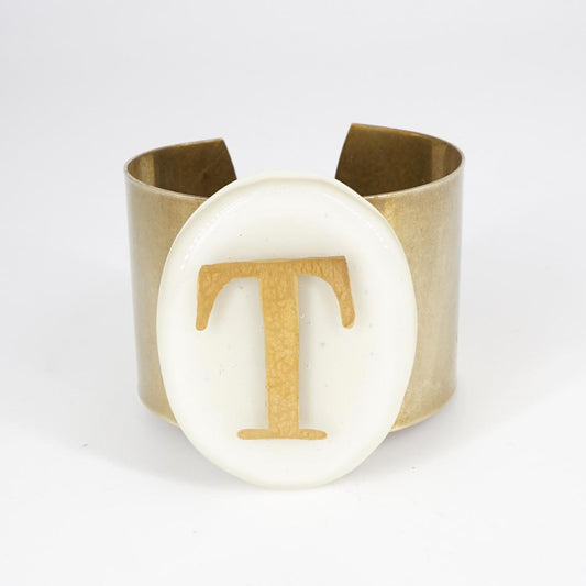 Bracciale fascia lettera T BRACCIALE FASCIA LETTERA T VETRO FUSO 