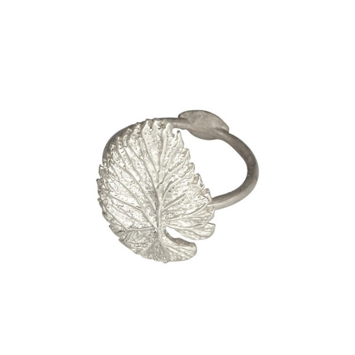 Rond de serviette feuille d'orme argenté