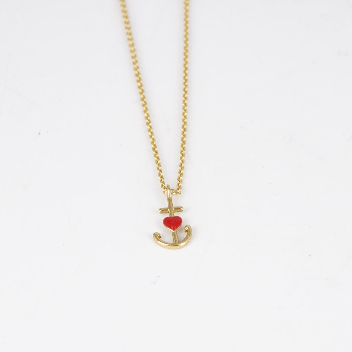 Collana catenina oro ANCORA ROSSA COLLANA CATENINA DORATA ANCORA CUORE ROSSO ARTEON 