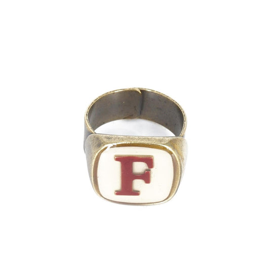 ANELLO LETTERA F AVORIO ANELLO LETTERA F AVORIO E BORDEAUX UNIQUE UNCONVENTIONAL DETAILS 