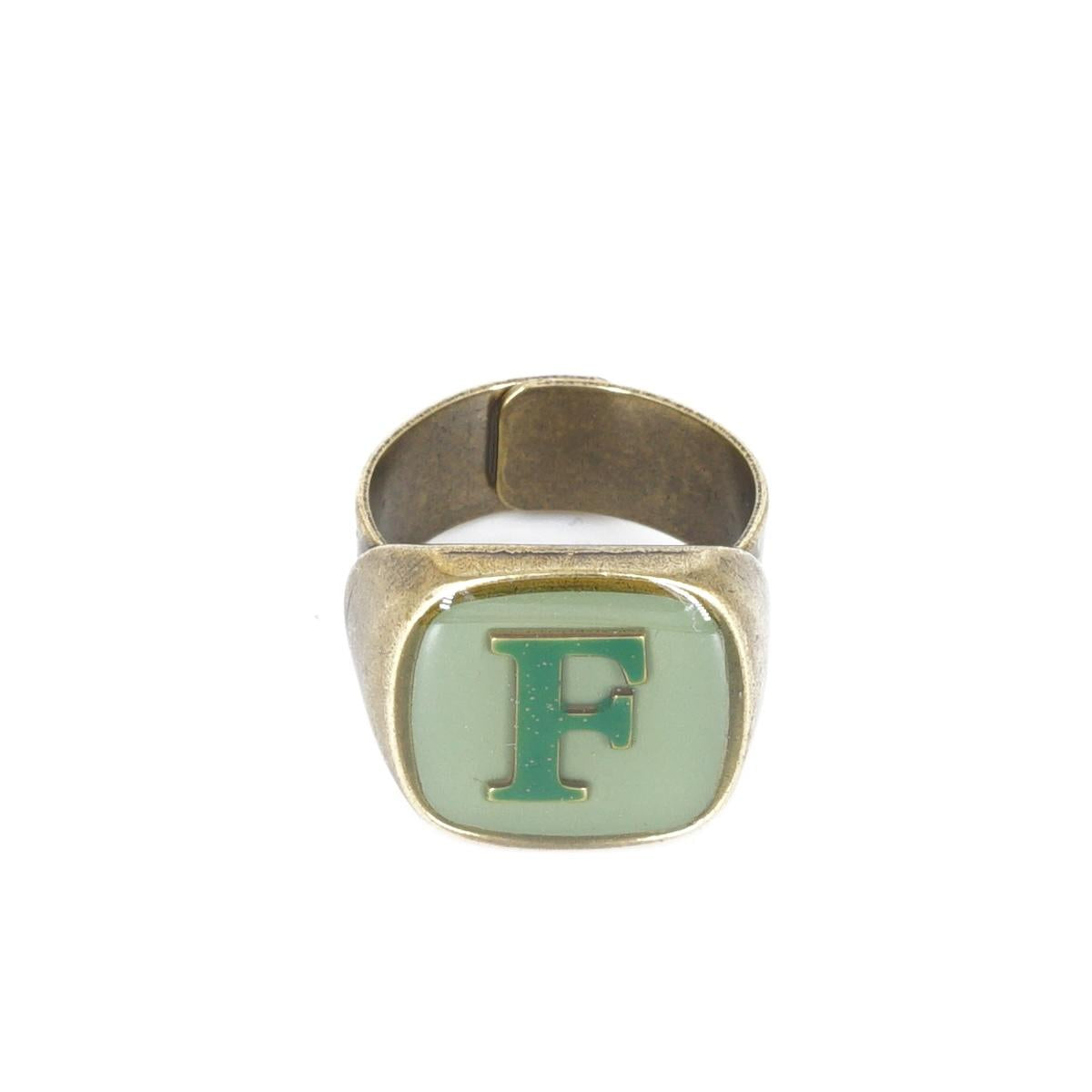 ANELLO LETTERA F VERDE MENTA ANELLO LETTERA F VERDE MENTA E VERDE BOSCO UNIQUE UNCONVENTIONAL DETAILS 