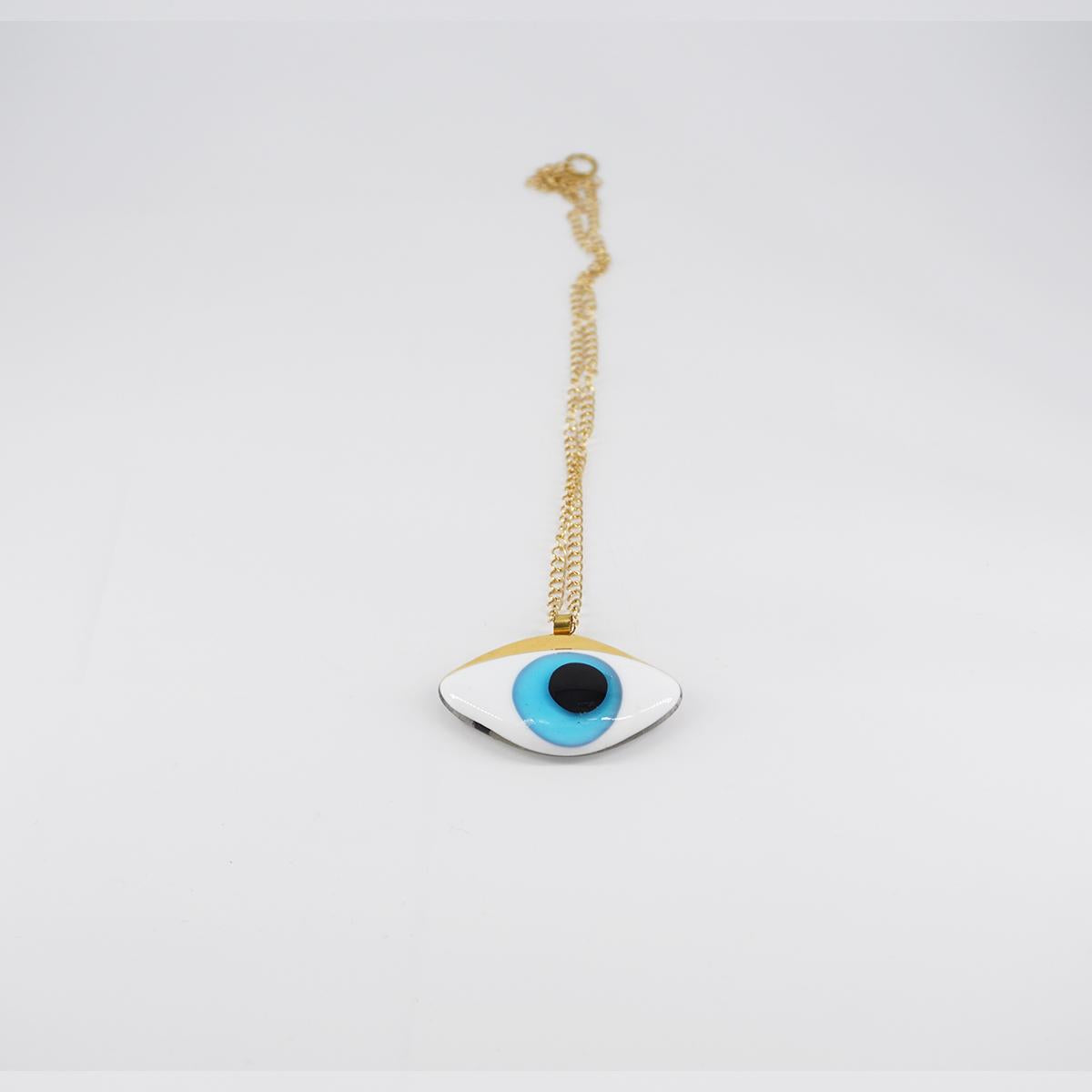 VETRO FUSO COLLANA OCCHIOSMALL AZZURRO