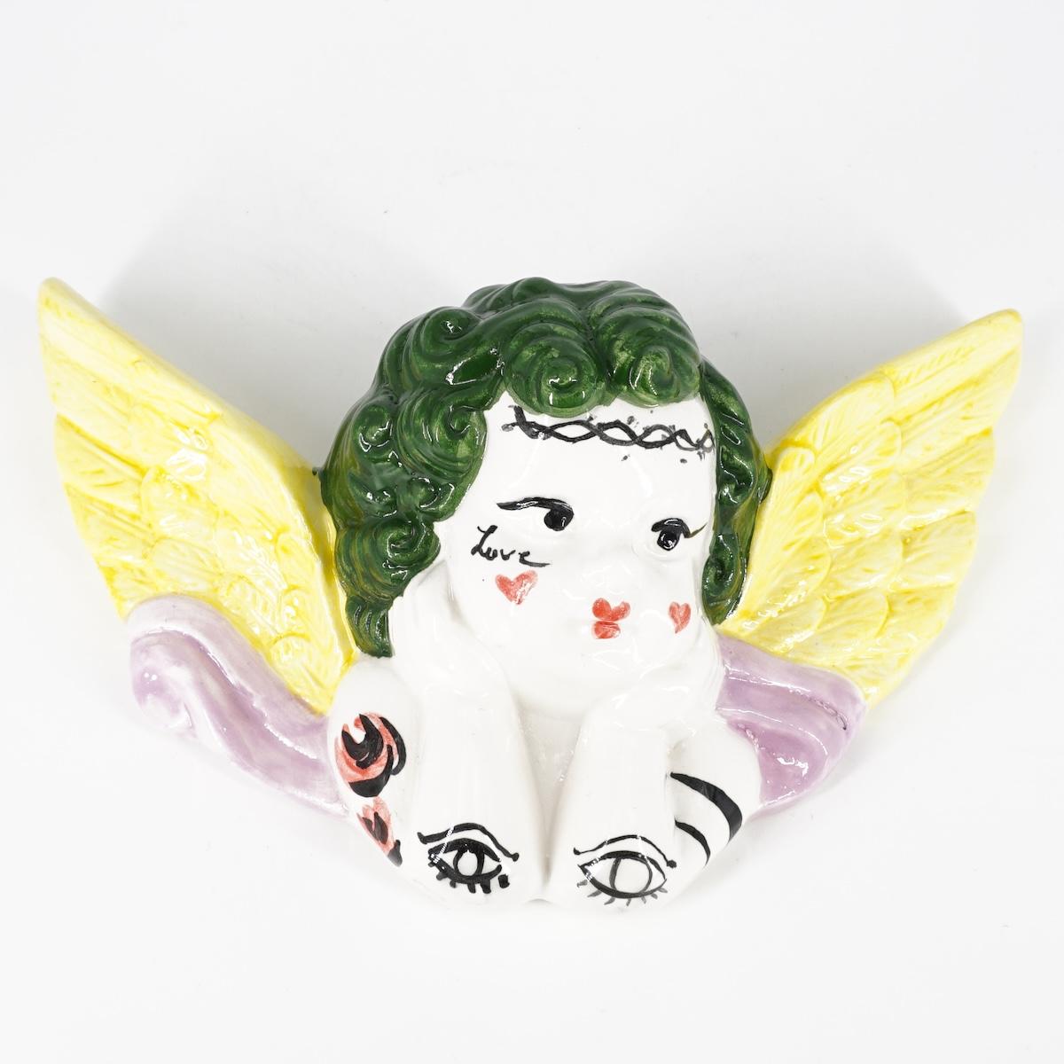 Angioletto capelli verdi TATTOO e ali gialle ANGELO CAPELLI VERDI TATTOO ALI GIALLE ZENJI CERAMICS 