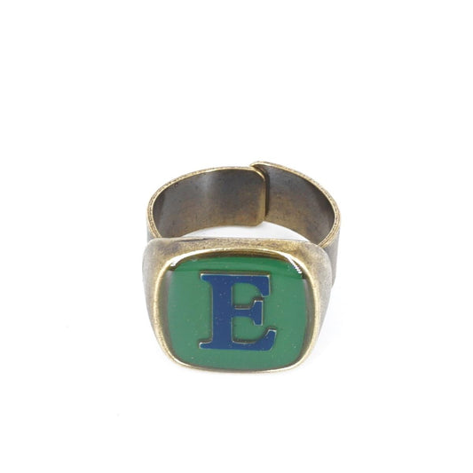 ANELLO LETTERA E VERDE BOSCO ANELLO LETTERA E VERDE BOSCO E BLU UNIQUE UNCONVENTIONAL DETAILS 