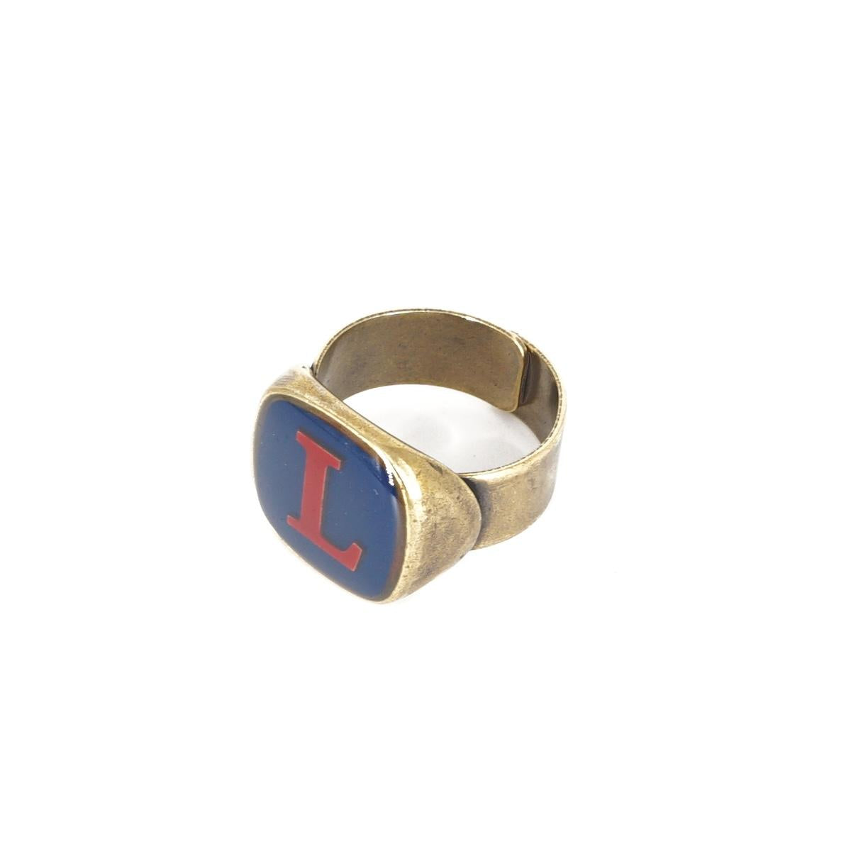 ANELLO LETTERA L BLU ANELLO LETTERA L BLU E BORDEAUX UNIQUE UNCONVENTIONAL DETAILS 